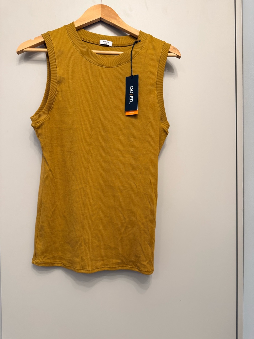 Sleeveless Ribbed Tank Top in Mustard - Picture 3 of 4